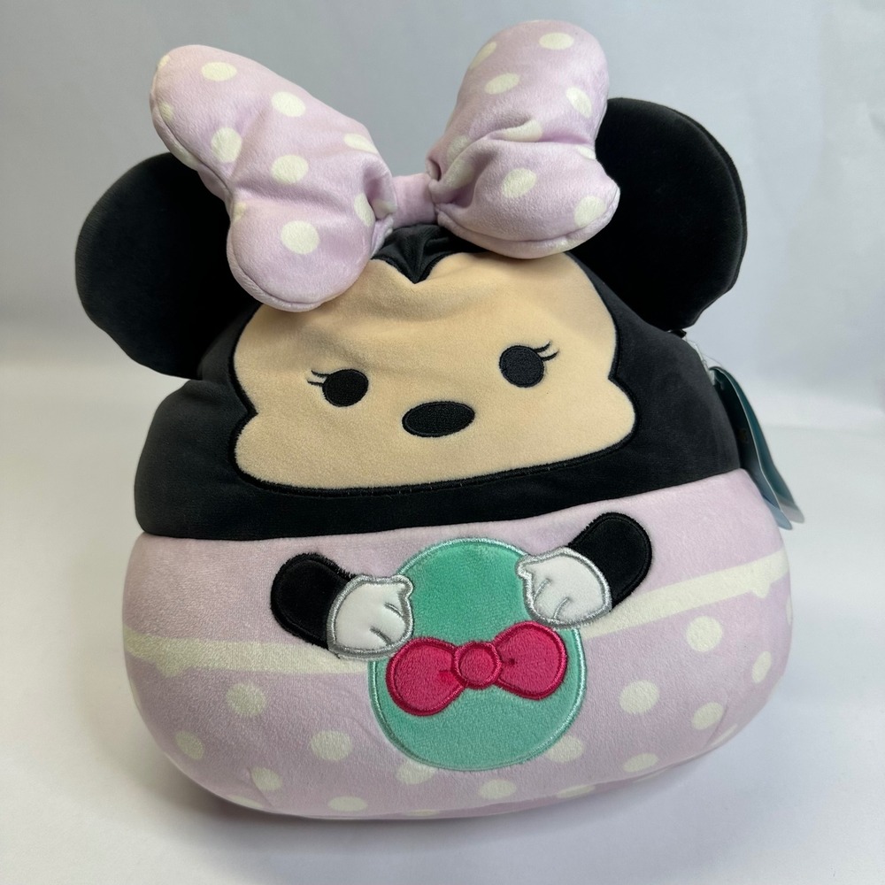 Disney Squishmallows Minnie Mouse Easter Plush 10" Polka Dot Bow Kellytoy NWT
